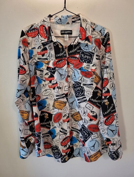 Karl Lagerfeld Karl Lagerfeld Allover Print Button Down Shirt Blouse - M Size M / US 6-8 / IT 42-44 - 1 Thumbnail