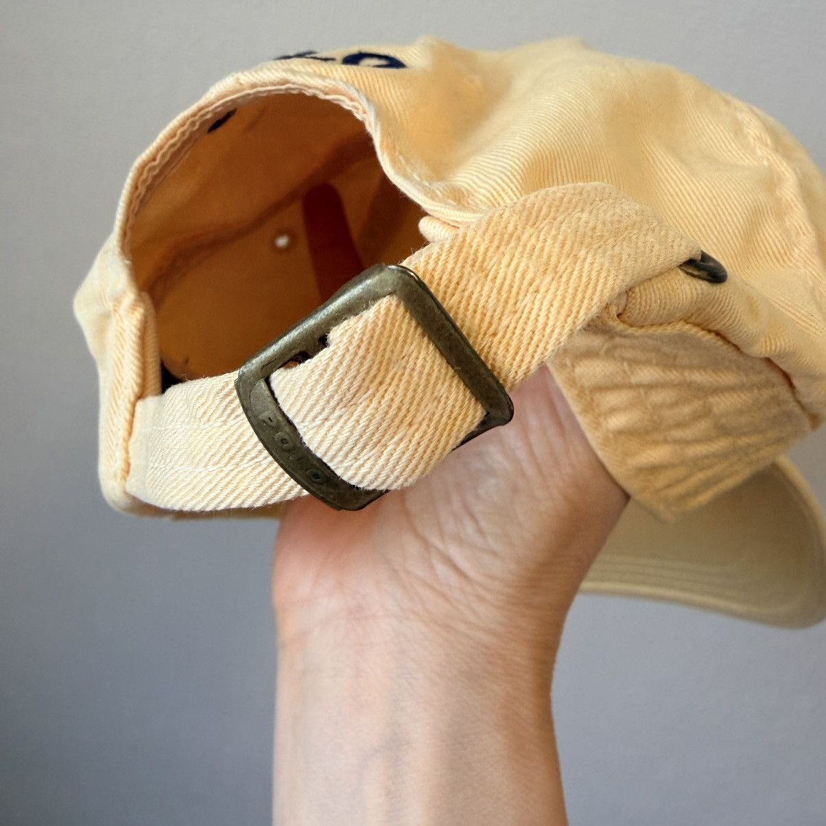 Polo Ralph Lauren Vintage Polo Ralph Lauren Yellow Chino Cap Navy Pony USA Size ONE SIZE - 9 Thumbnail
