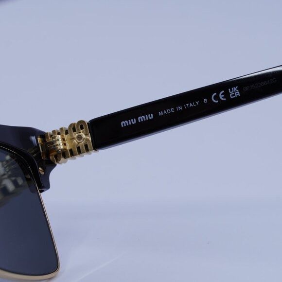 Miu Miu Miu Miu MU10ZS 1AB5S0 Sunglasses Black\Gold Browline Frame Size ONE SIZE - 8 Thumbnail