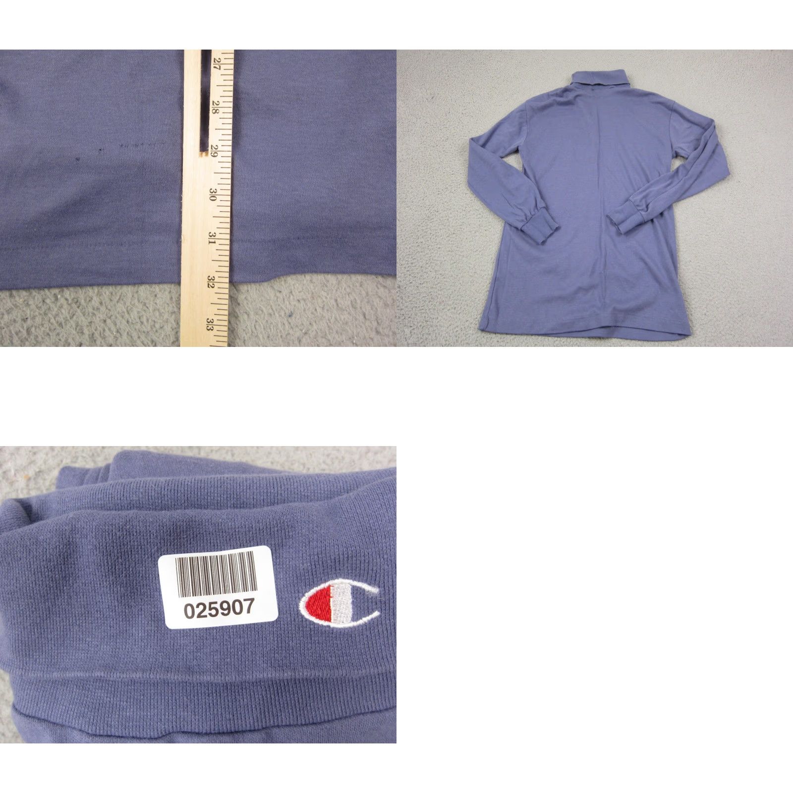 Champion VINTAGE Champion Shirt Mens Large Purple Mock Neck Long Sleeve 90s Logo Embroidered Cotton T-Shirt Size US L / EU 52-54 / 3 - 8 Thumbnail