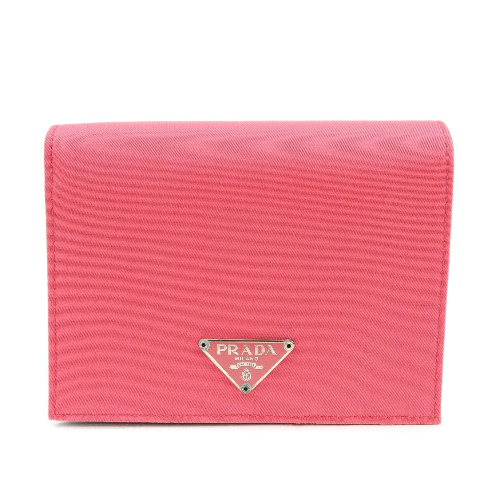 Prada Prada Triangle Logo Nylon Compact Wallet Pink Size ONE SIZE - 1 Thumbnail