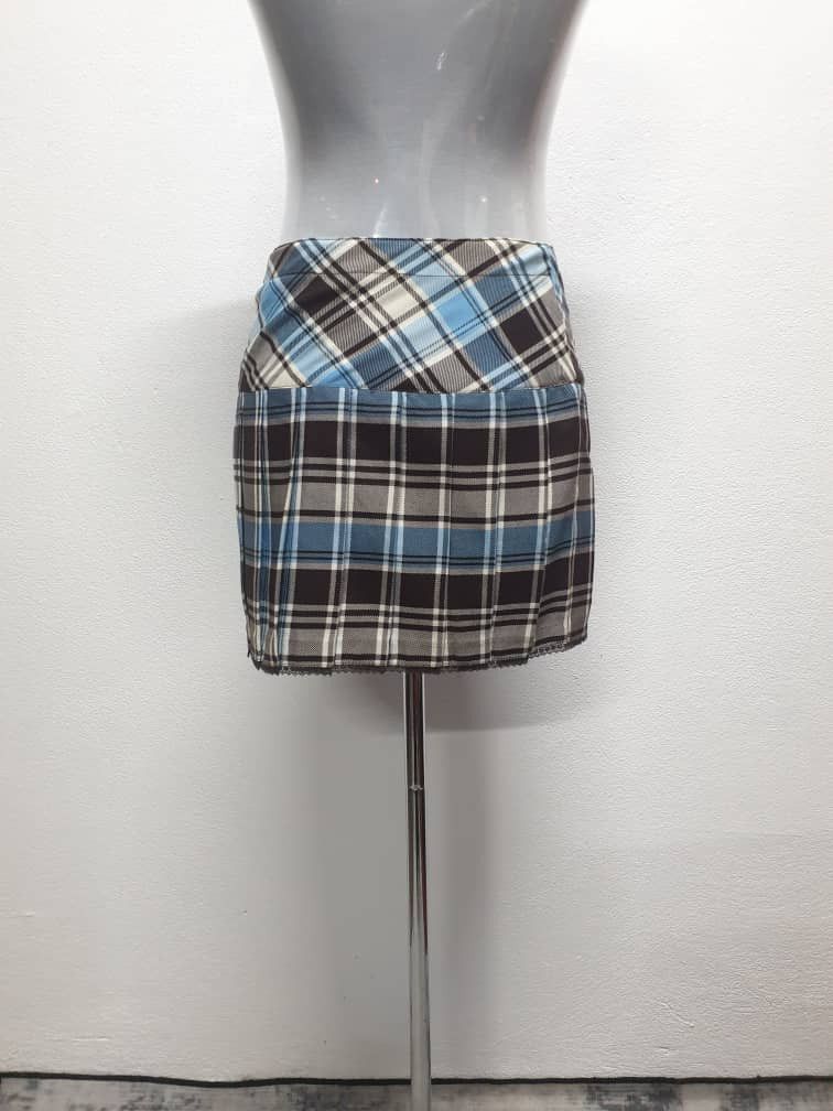 Angel Blue Angel blue Checkered blue colour Mini Skirt Size 28" / US 6 / IT 42 - 10 Thumbnail