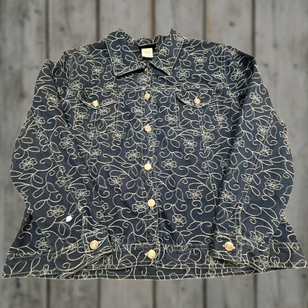 Vintage VINTAGE Circle T Roughrider Shirt Top Shacket XL Floral Embroidery Cotton Blue Western Men/Women? Size XL / US 12-14 / IT 48-50 - 1 Thumbnail