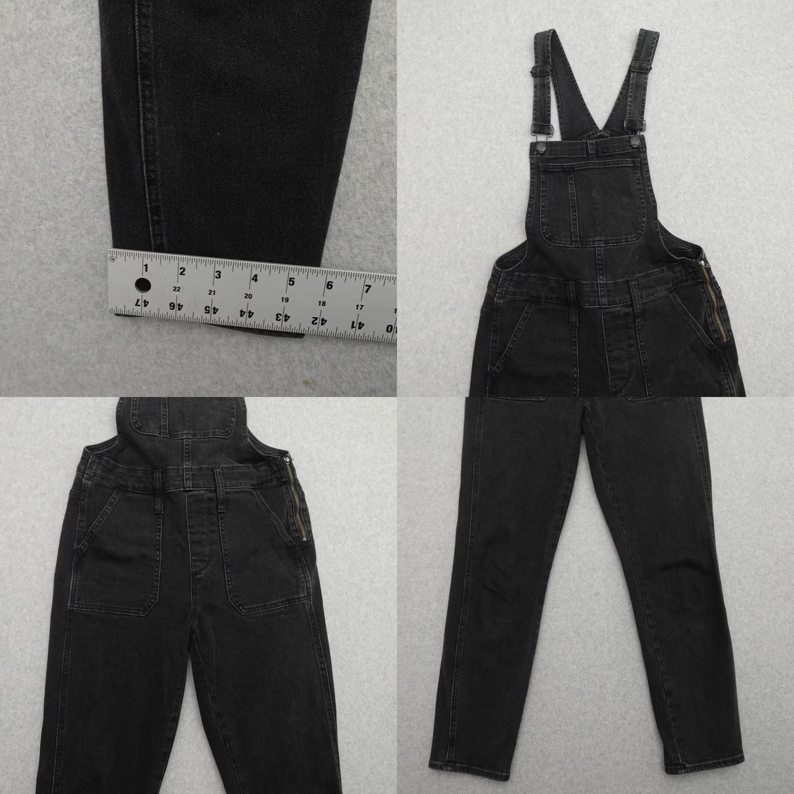 Madewell Madewell Overalls Small Black Denim Bib Utility Work Wear Frayed Womens Size 28" / US 6 / IT 42 - 8 Thumbnail