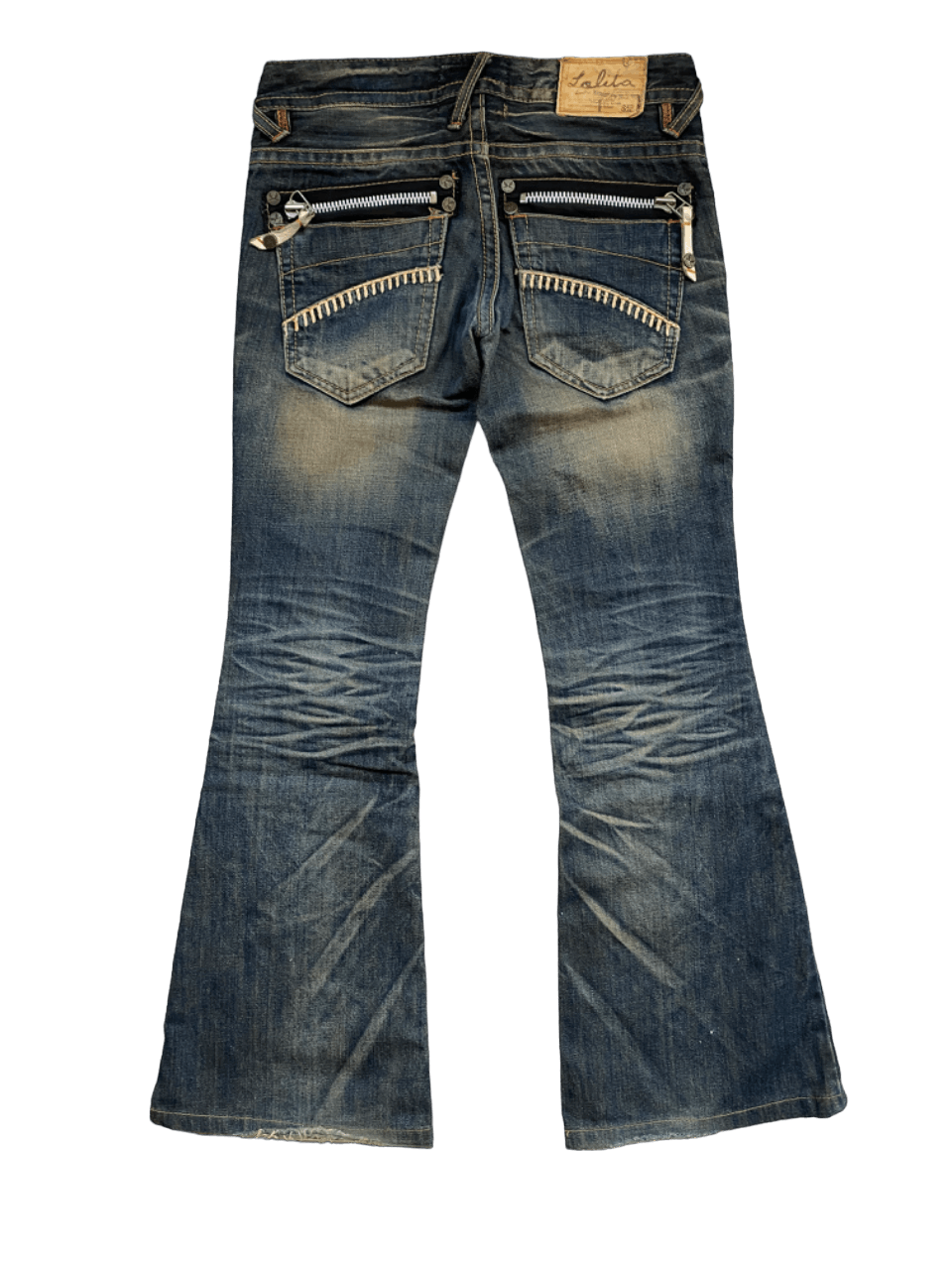Ed Hardy Flared Distressed Lolita Denim Jeans Size 30" / US 8 / IT 44 - 2 Thumbnail