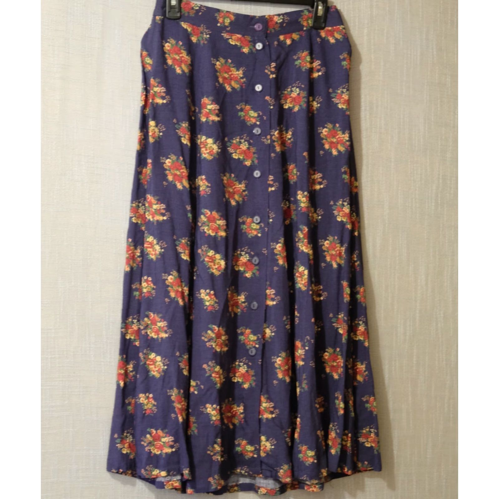Vintage Nwot! Sag Harbor 100% Rayon Button Front Maxi Skirt Floral Women's M Navy 90s Sag Harbor Skirt Womens M Maxi Navy Floral Button Front 90s Size 32" / US 10 / IT 46 - 2 Thumbnail