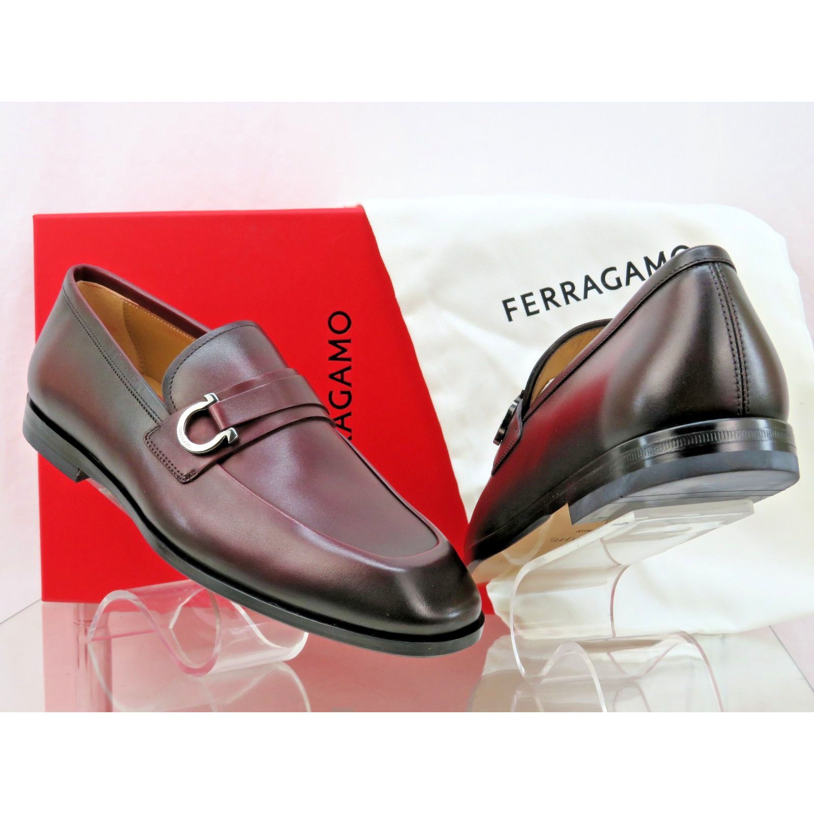 Salvatore Ferragamo FERRAGAMO BURGUNDY LEATHER FLORIO GANCINI LOGO LOAFERS 9 EE Size US 10 / EU 43 - 6 Thumbnail