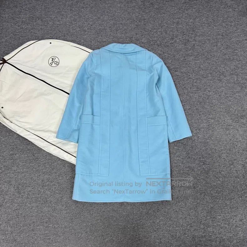 Hermes Hermes Baby Blue Cashmere Coat Size XXS / US 00 / IT 34 - 2 Thumbnail