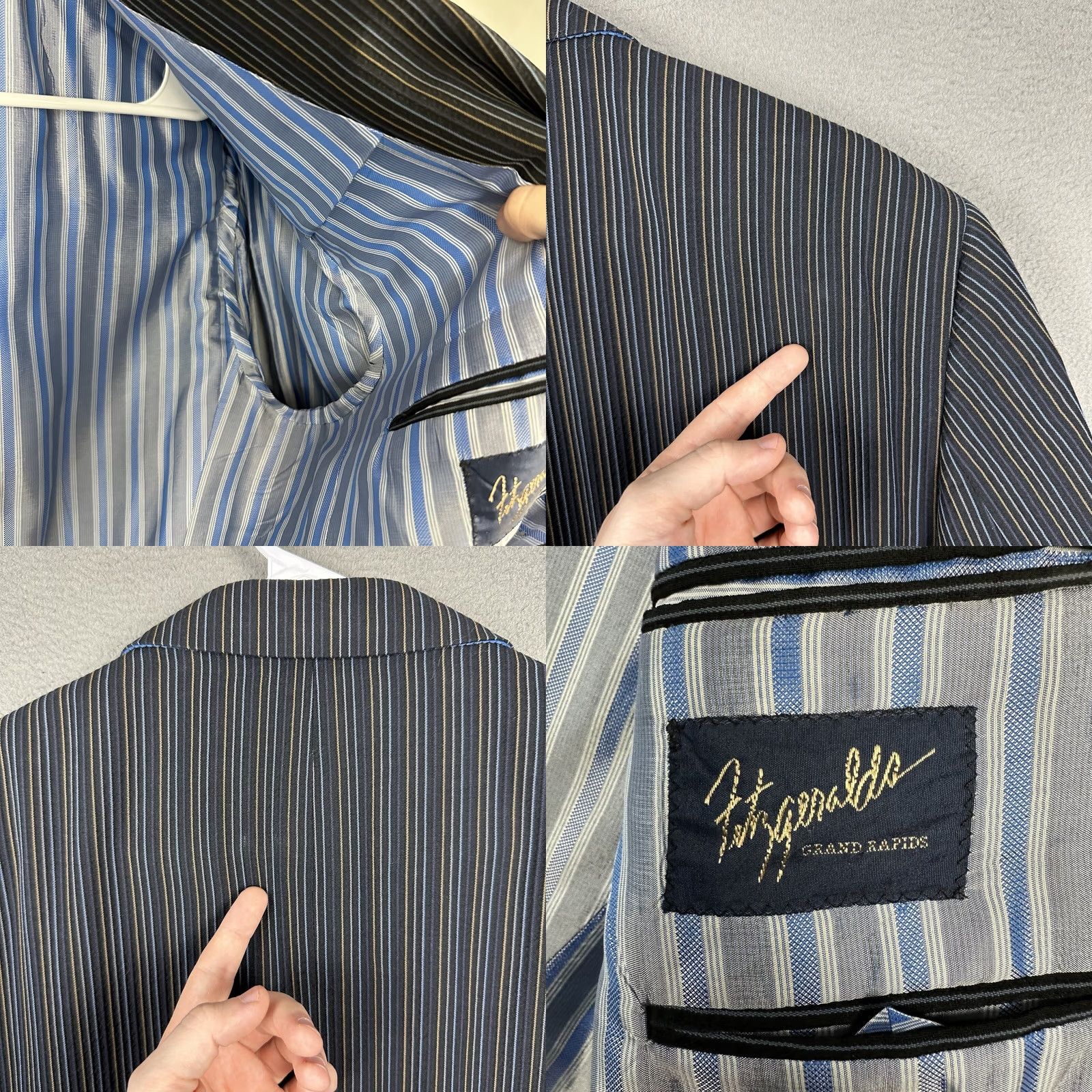 Jack Victor Jack Victor Prossimo Wool Black Striped Grovewood SPJ Blazer Sport Jacket 42L - Used Mens Size 42R - 11 Thumbnail