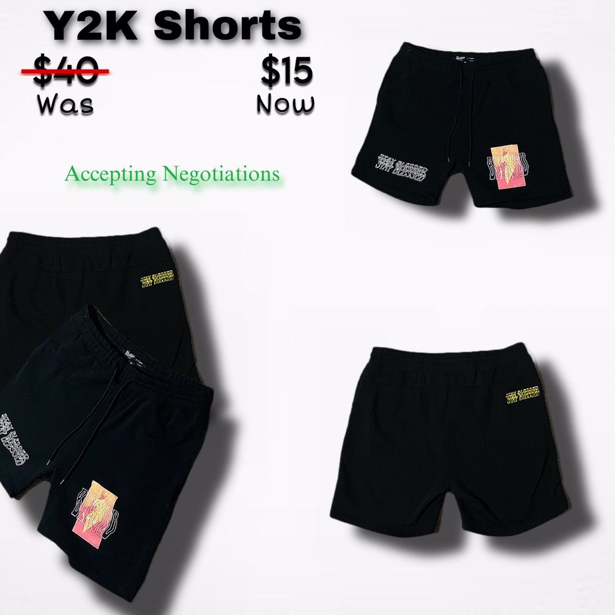Other Y2K Black Shorts Size US 34 / EU 50 - 2 Thumbnail