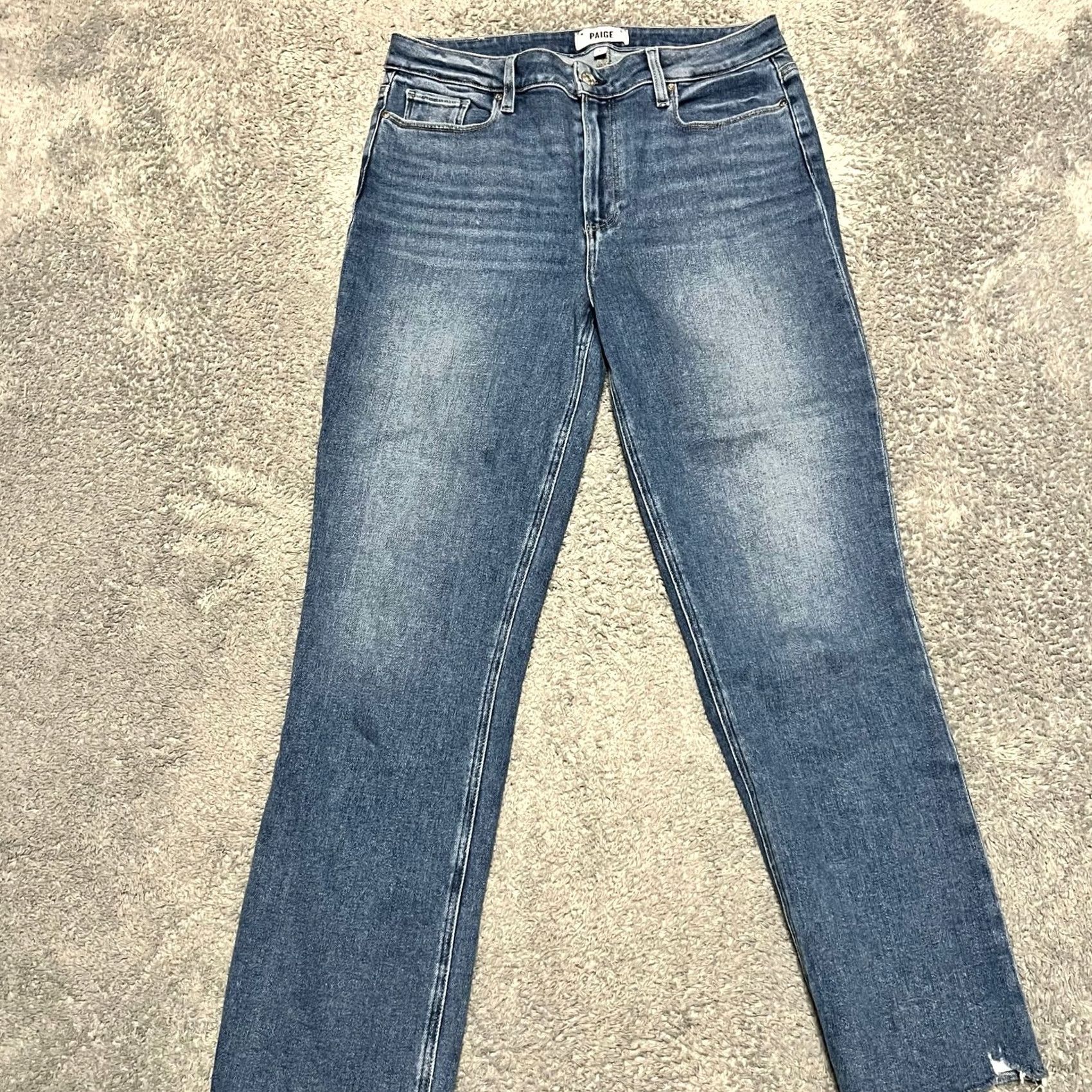 Paige Paige Jeans Womens 31 Cindy Raw Hem Straight Leg High Rise 32x27.5 Blue Jeans Womens Mens Girls Boys Size 24" / US 00 / IT 34 - 2 Thumbnail