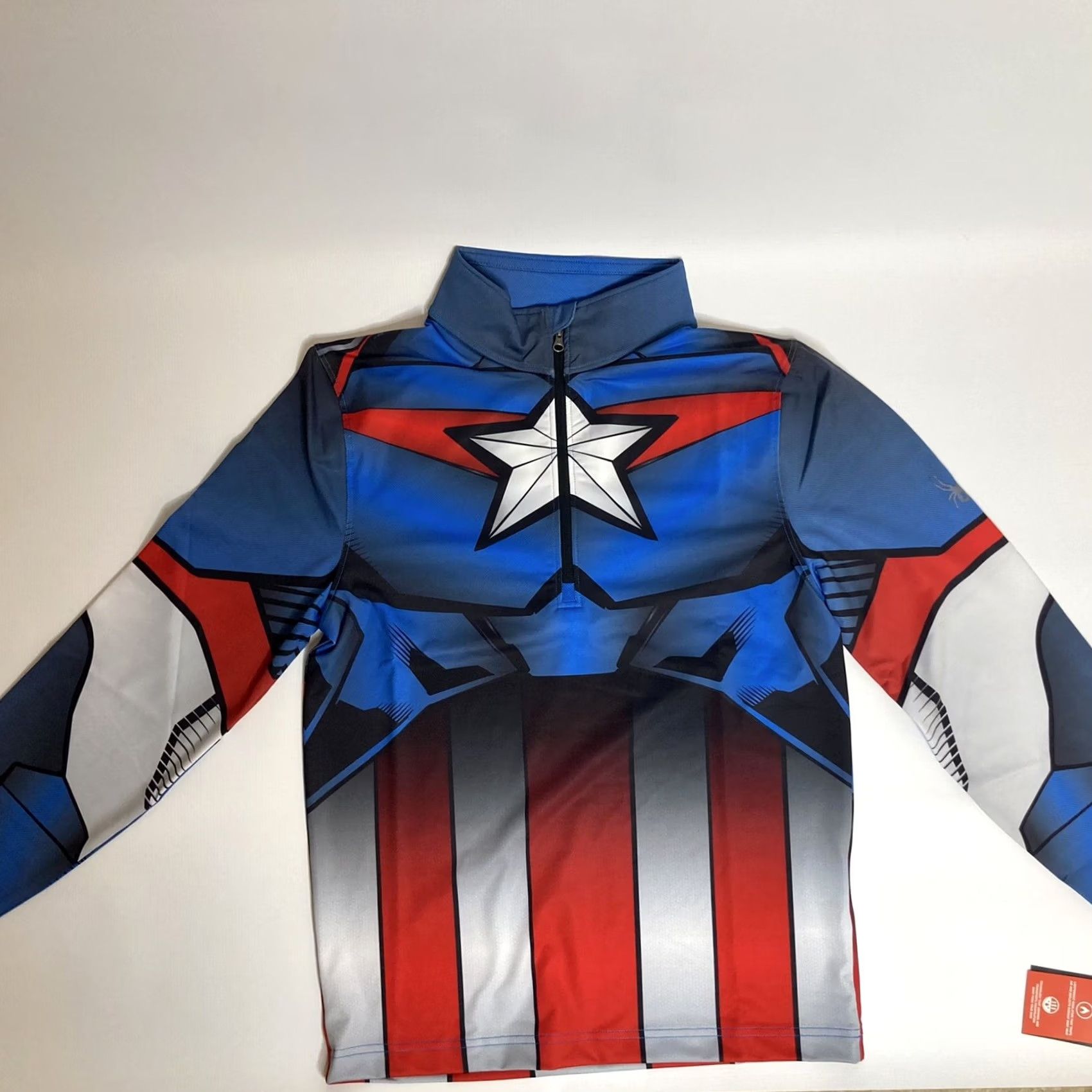 Spyder Spyder Marvel Tech Top Men's Small Blue Captain America 1/4 Zip Poly Blend Size US S / EU 44-46 / 1 - 2 Thumbnail