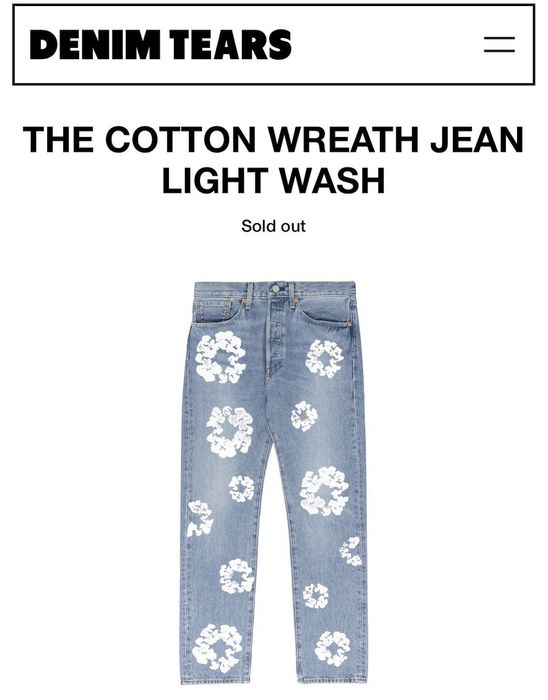 DENIM TEARS DENIM TEARS COTTON WREATH JEAN LIGHT WASH SOLD OUT