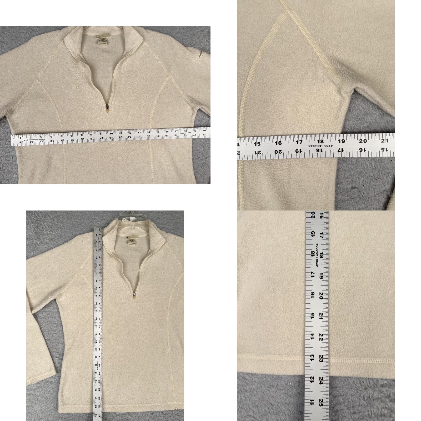 Vintage L.L. Bean Fleece Pullover Womens Medium White 1/4 Zip Mock Neck Pocket Hiking Apparel Casual Outdoor Size M / US 6-8 / IT 42-44 - 8 Thumbnail