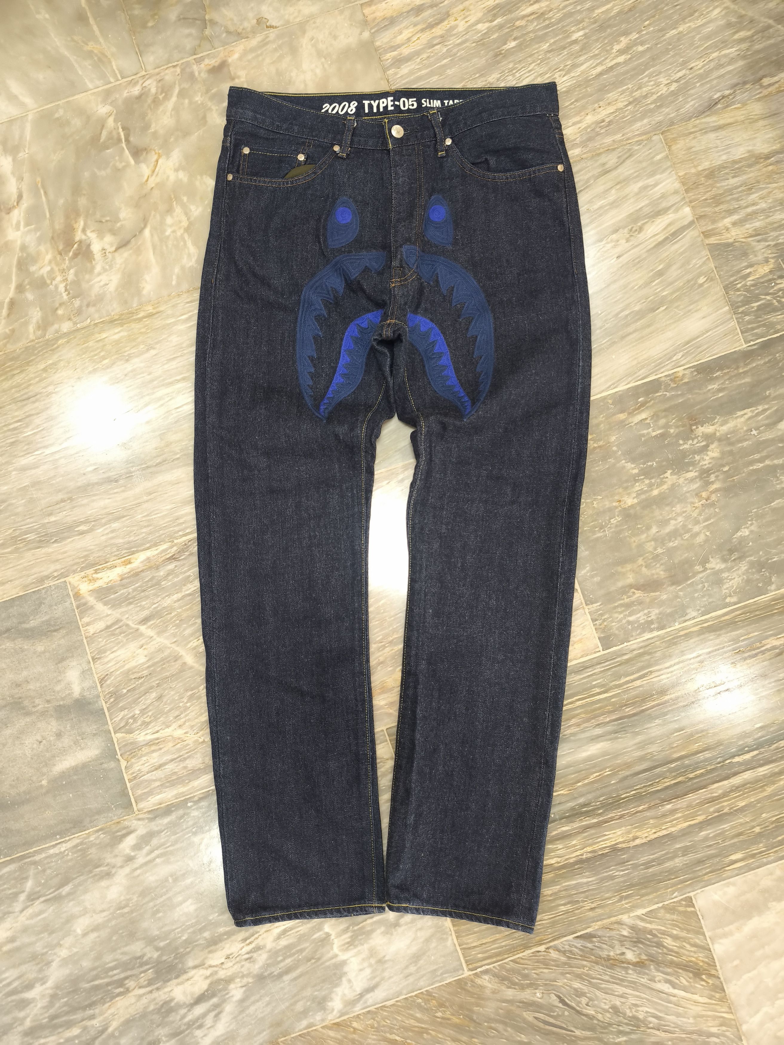 Bape Bape Shark Type-05 Embroidery Selvedge Pants Size US 34 / EU 50 - 1 Thumbnail