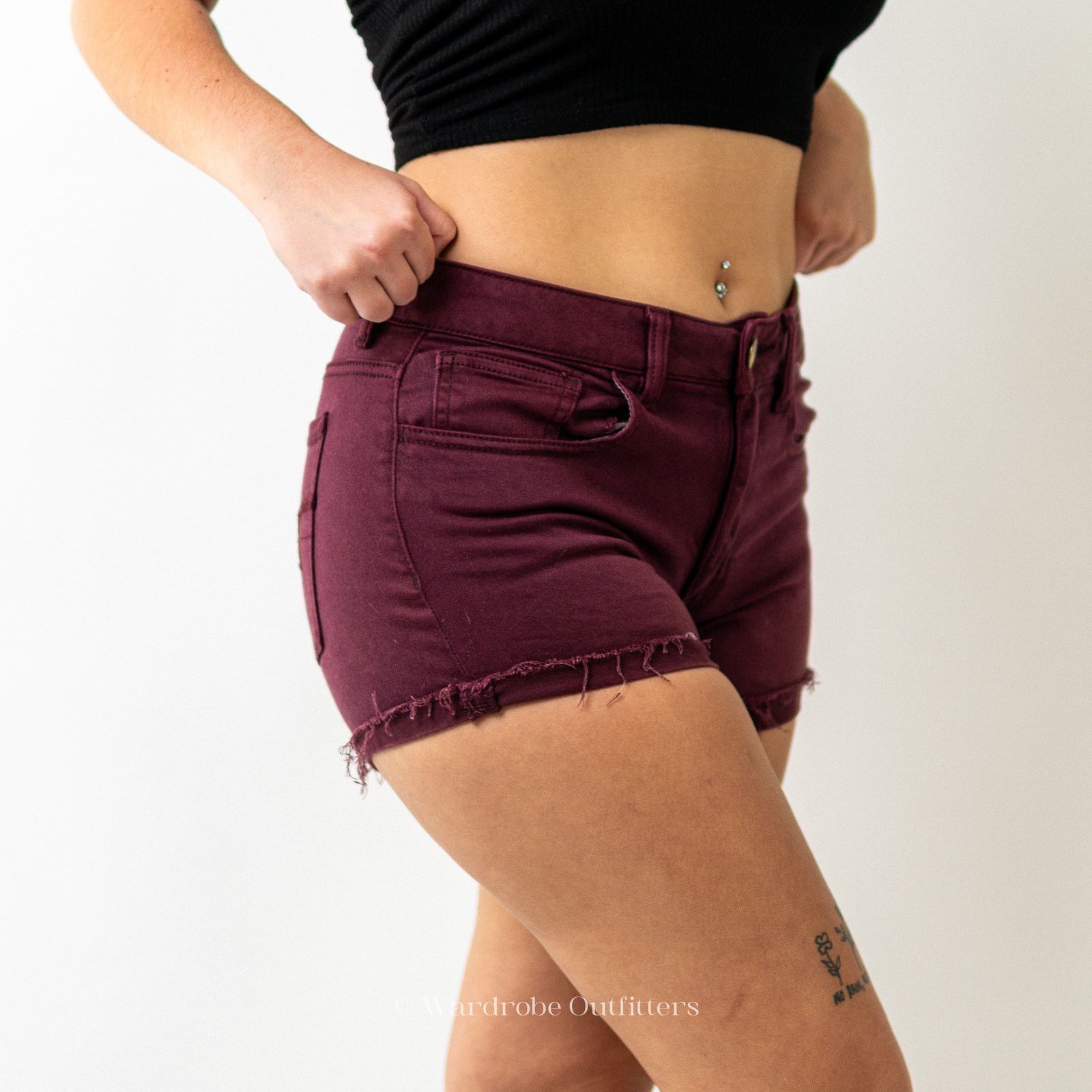 American Eagle Outfitters AEO Plum Denim Super Stretch High Rise Shortie Shorts Size 28" / US 6 / IT 42 - 3 Thumbnail