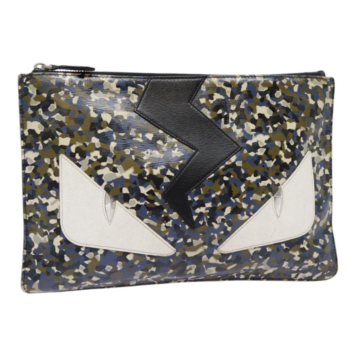 Fendi Monster Navy Canvas Clutch Bag (Pre-Owned) Size ONE SIZE - 1 Thumbnail