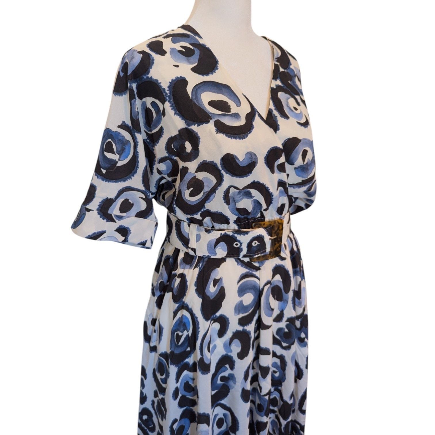 Other Lafayette 148 New York Silk Blue Leopard Belted Dress XS Size XS / US 0-2 / IT 36-38 - 2 Thumbnail