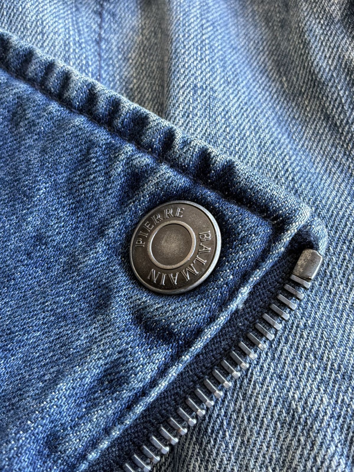 Balmain 2010s Pierre Balmain - Distressed Denim Biker Jacket Size US M / EU 48-50 / 2 - 7 Thumbnail