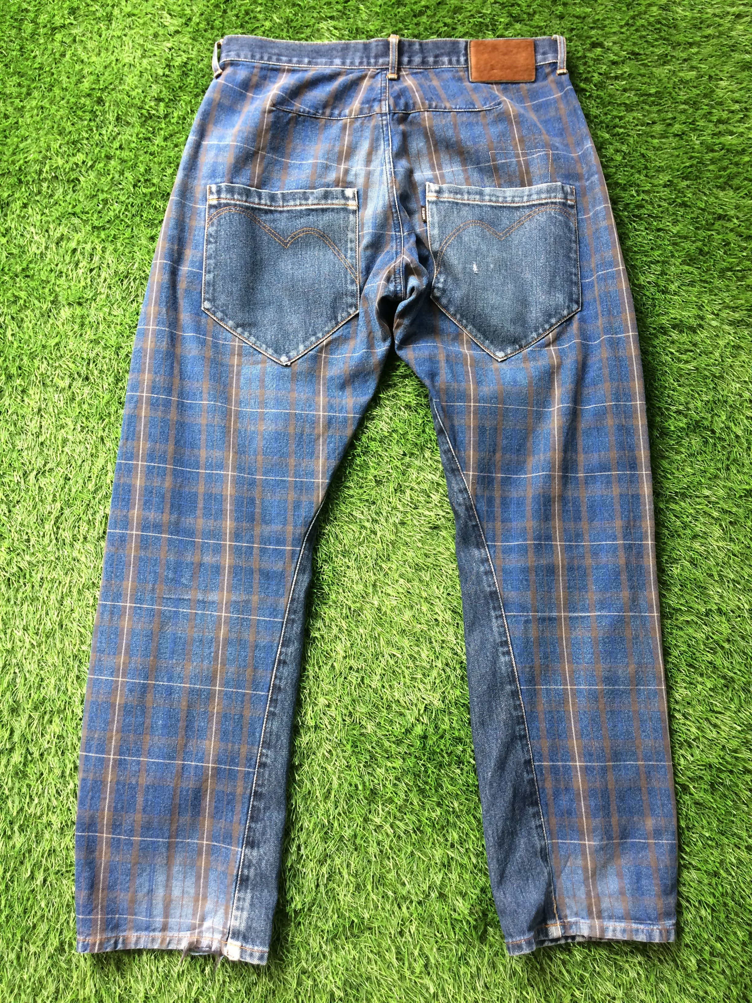 Japanese Brand × Jean Japanese Two Tone Tartan Denim Jeans D-714 Size US 31 - 1 Thumbnail