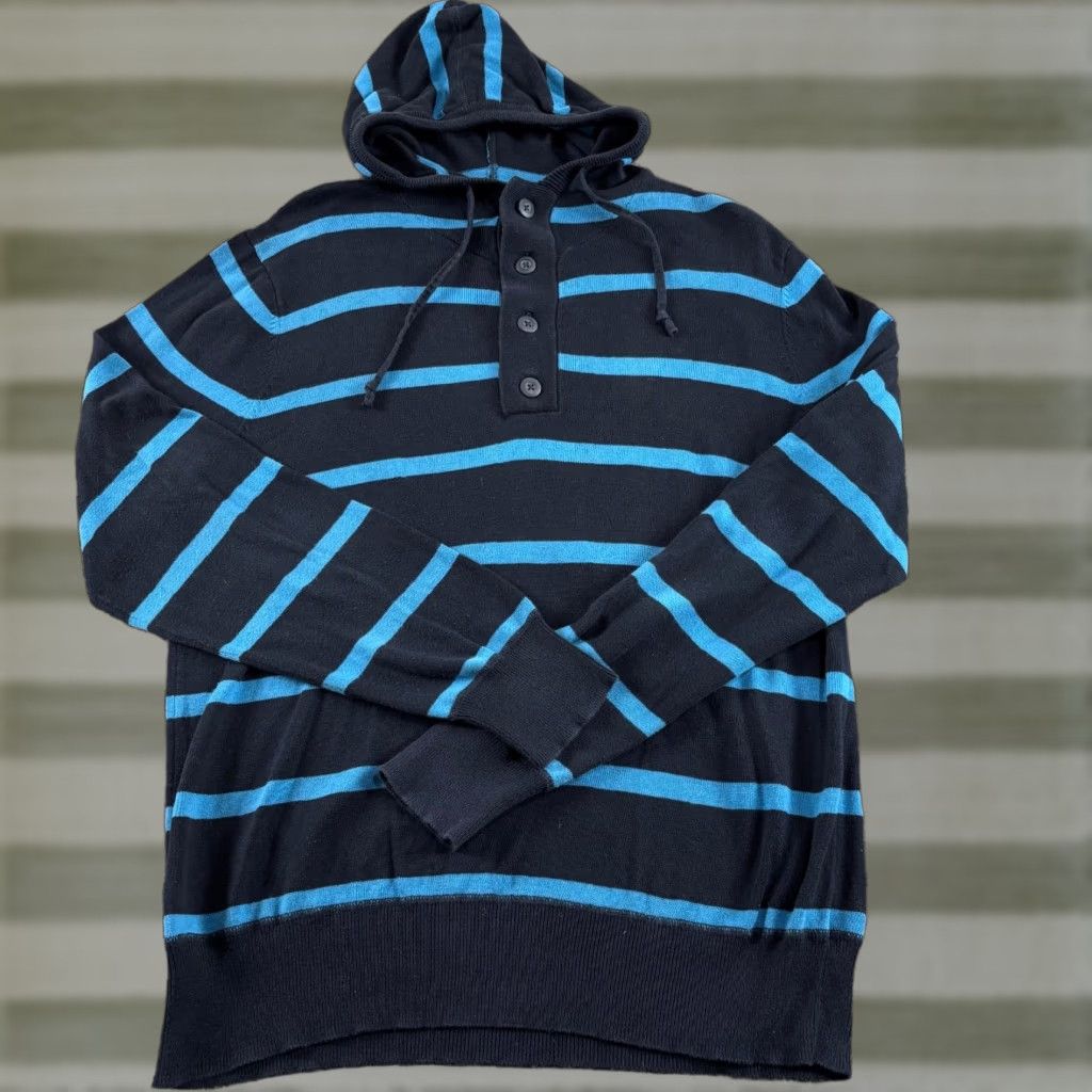 Vintage Grayson & Dunn Hoodie Mens L Navy Blue Stripe Knit Casual Size US L / EU 52-54 / 3 - 1 Thumbnail