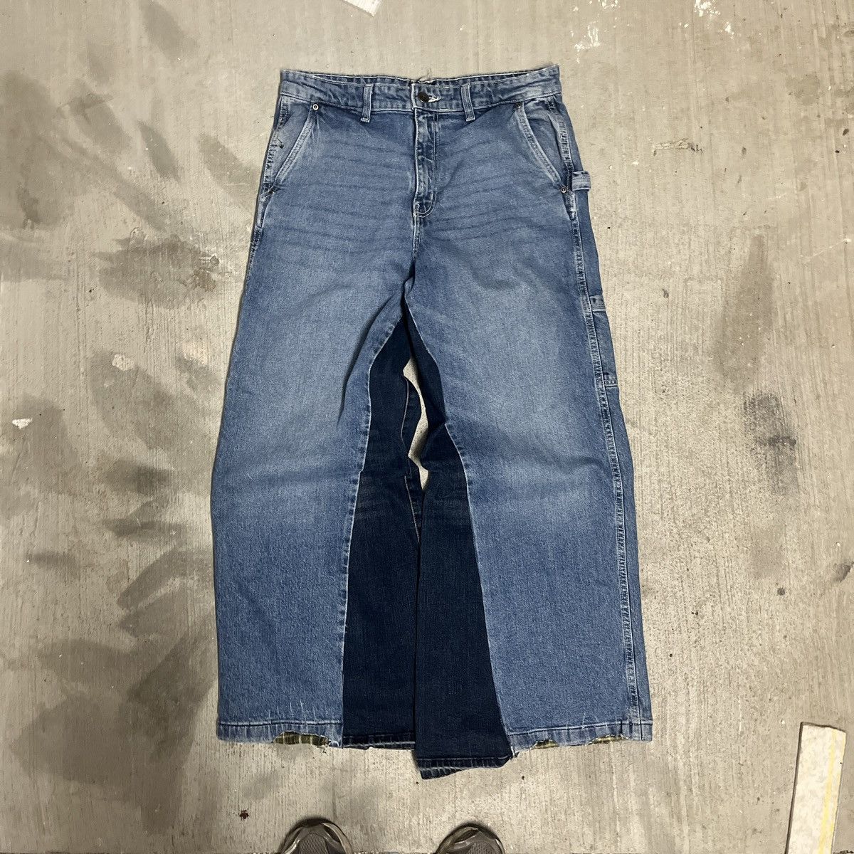 Other Stone Studios Two Tone Blue Flared Denim Jeans Size US 38 / EU 54 - 1 Thumbnail