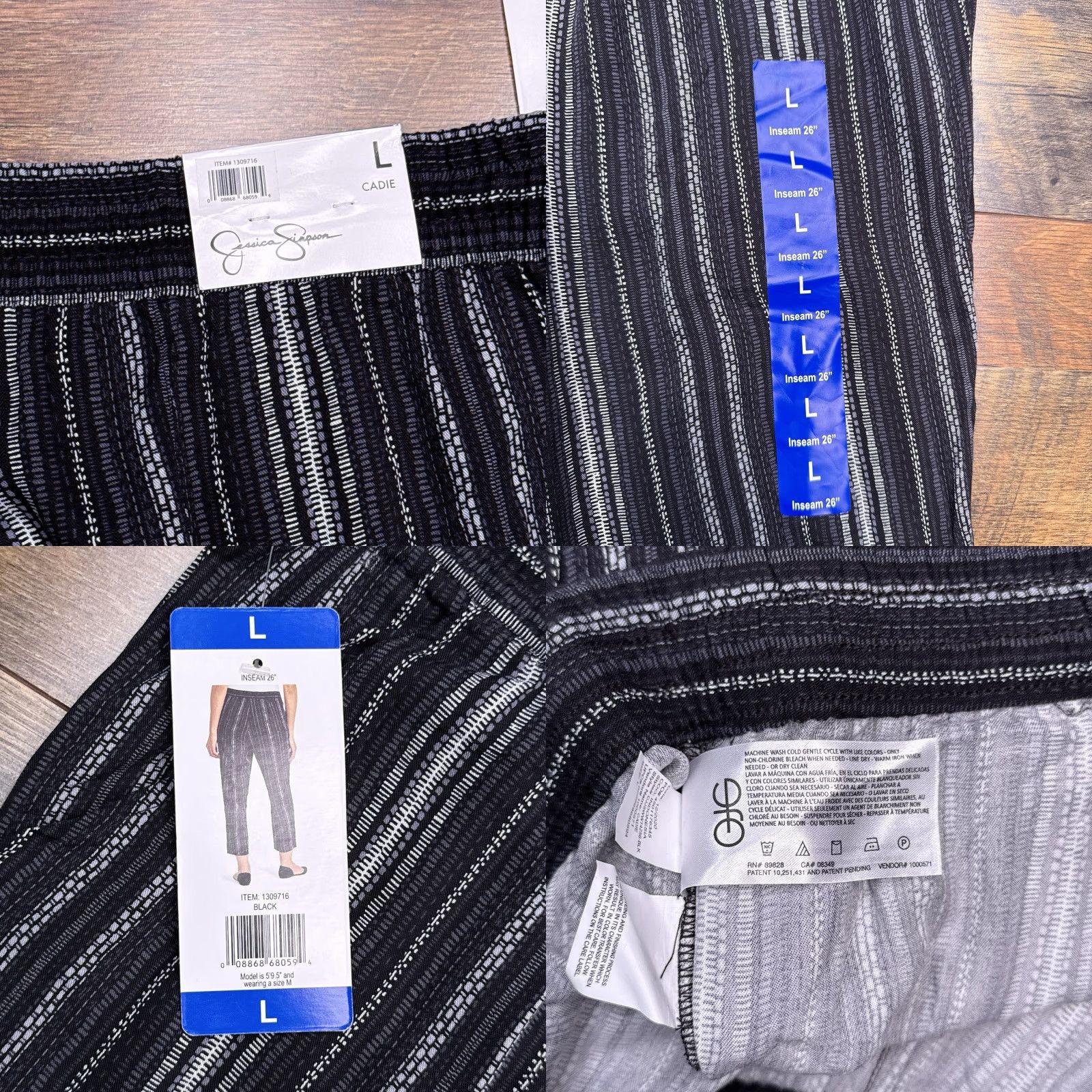 Jessica Simpson Jessica Simpson Cadie Pants Womens Large Black Striped High Rise New Size 36" / US 14 / IT 50 - 8 Thumbnail