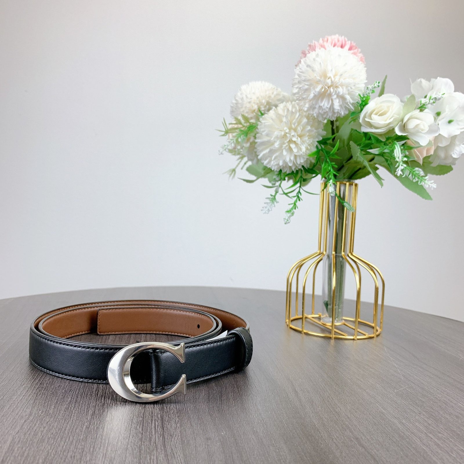 Coach 83960 Signature Belt 25 Mm Silver Black Dark Saddle
