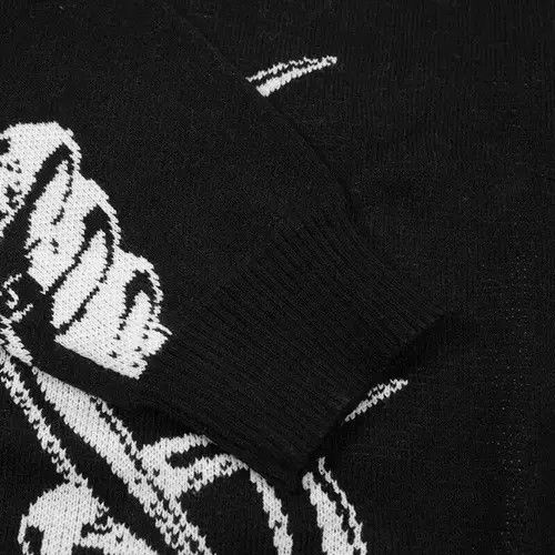 Japanese Brand Street Apparel Knitted Sweater Gothic Skull Size ONE SIZE - 4 Thumbnail