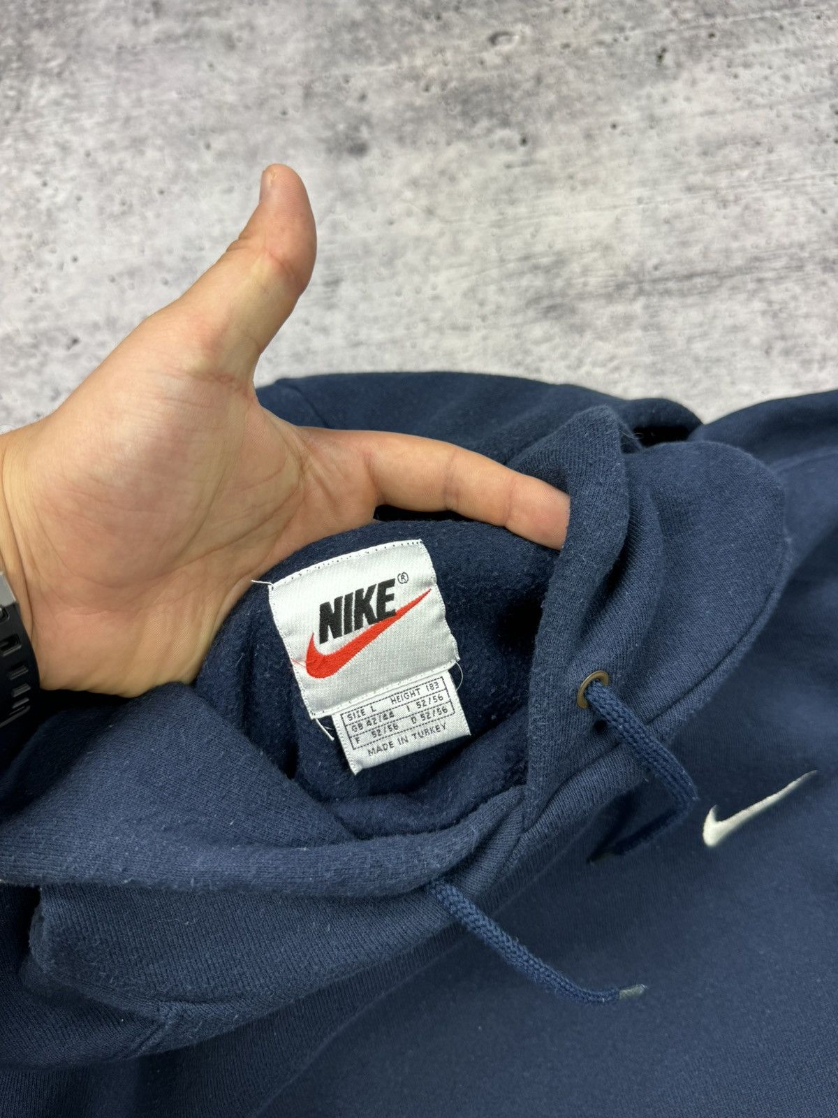 Nike × Vintage Vintage Nike 90’s Y2K Style Swoosh Logo Drill Knit Hoodie Size US L / EU 52-54 / 3 - 10 Thumbnail