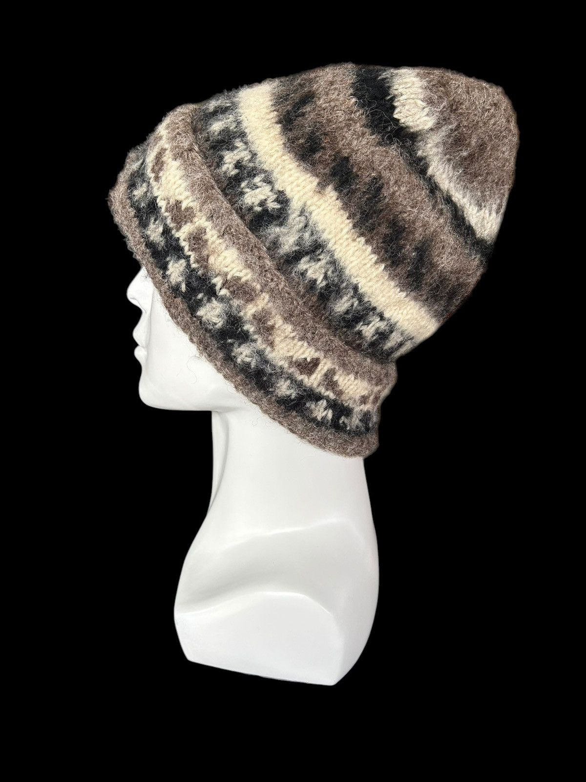 Japanese Brand × Kapital × Vintage Crochet Knitt hairy wool Beanie Hats Rare Design ☠️☠️ Size ONE SIZE - 2 Thumbnail