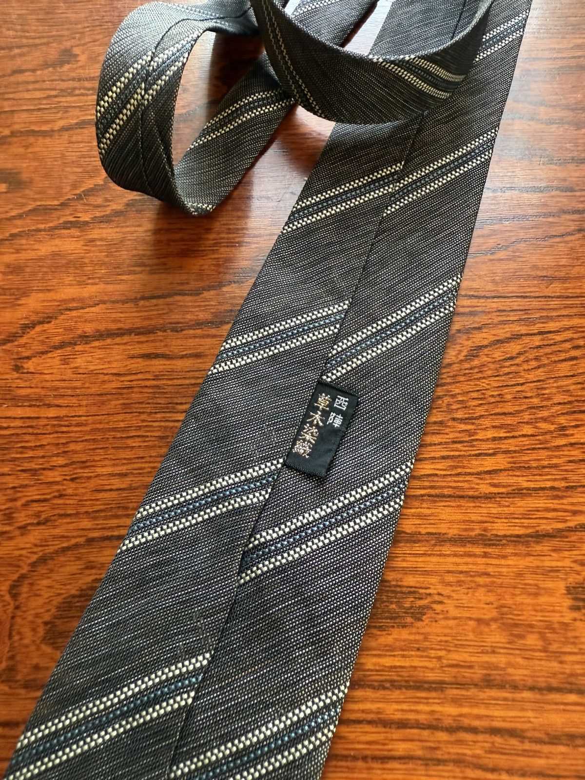 Other Nishijin Ori Botanical Stripe Tie – Handwoven Elegance Size ONE SIZE - 6 Thumbnail