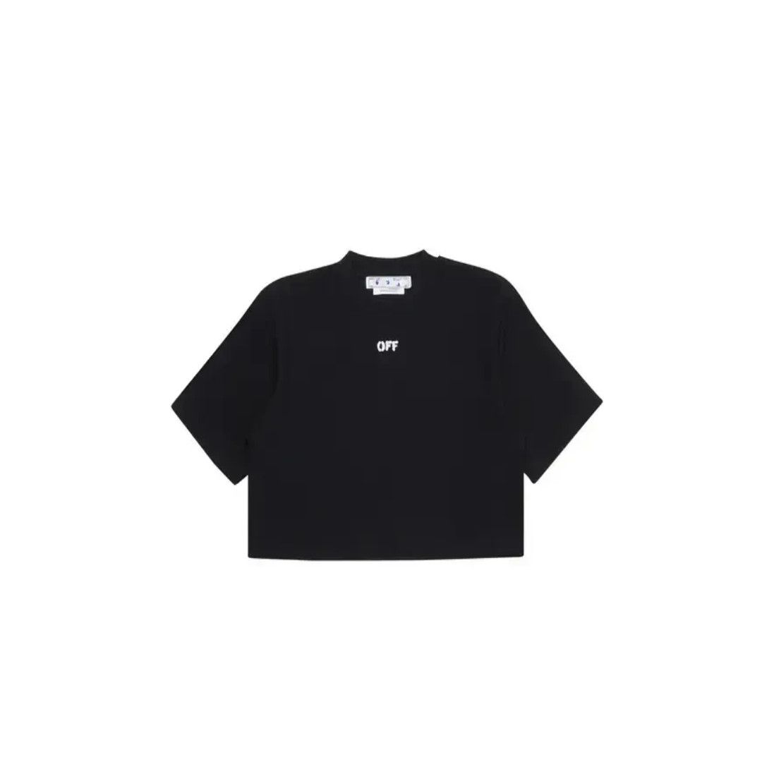 Off-White o1mle0425 Off Stamp Rib Crop T-Shirt in Black Size L / US 10 / IT 46 - 1 Thumbnail