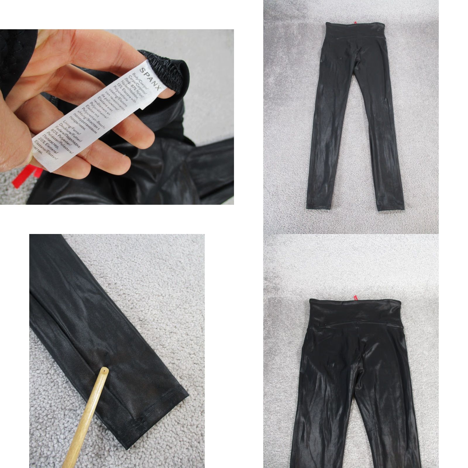 Spanx Spanx Leggings Womens Medium Black Faux Leather - Regular Size - Ankle, Solid, Classic, Shiny, Dance, Walking, Yoga - Brand Spanx Womens Size 32" / US 10 / IT 46 - 8 Thumbnail