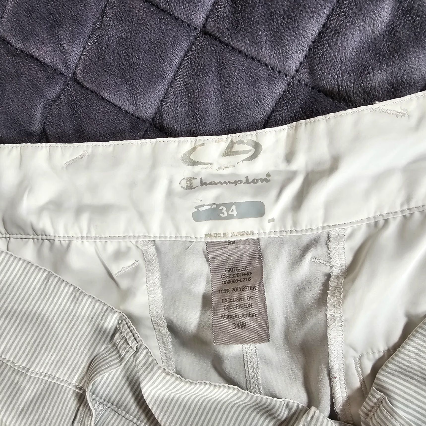 Champion Champion Shorts Mens 34 W Beige Striped Golfing Golfer Preppy Dry Zip Size US 34 / EU 50 - 2 Thumbnail