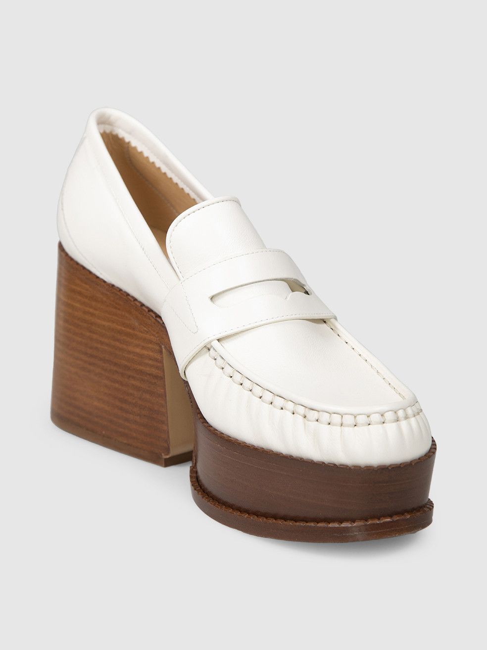 Gabriela Hearst White Leather Platform Loafers Size US 8.5 / IT 38.5 - 1 Thumbnail