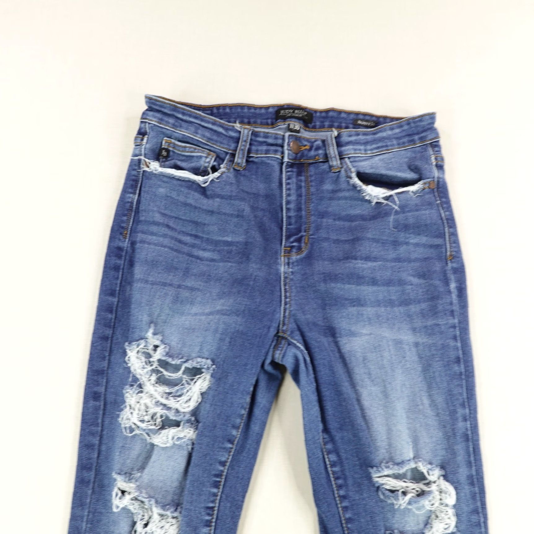 Vintage Judy Blue Jeans Womens 11/30 Denim Skinny High Rise Distressed Stretchy Flex Jeans Blue 30 Womens Girls Mens Size 30" / US 8 / IT 44 - 2 Thumbnail