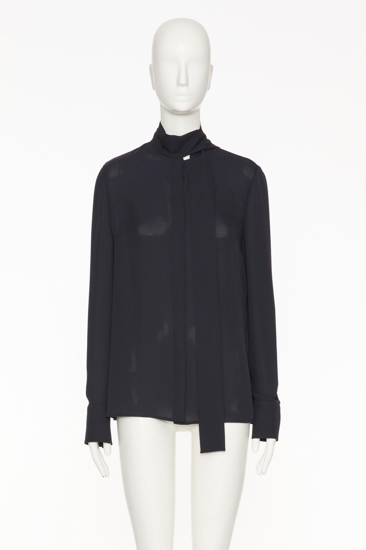 Valentino o1s1wg110525 Georgette Blouse in Navy Blue Size XS / US 0-2 / IT 36-38 - 1 Preview