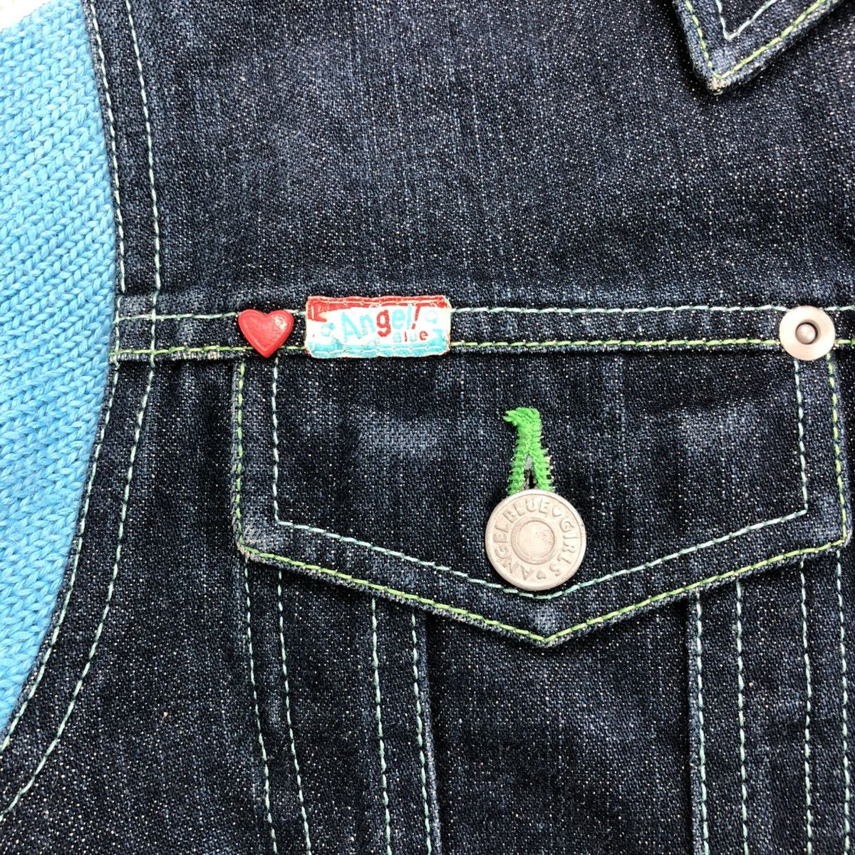Angel Blue × Hysteric Glamour × Japanese Brand 2000s Angel Blue - Iconic Design Panda Knitted Denim Jacket Size US XXS / EU 40 - 14 Thumbnail