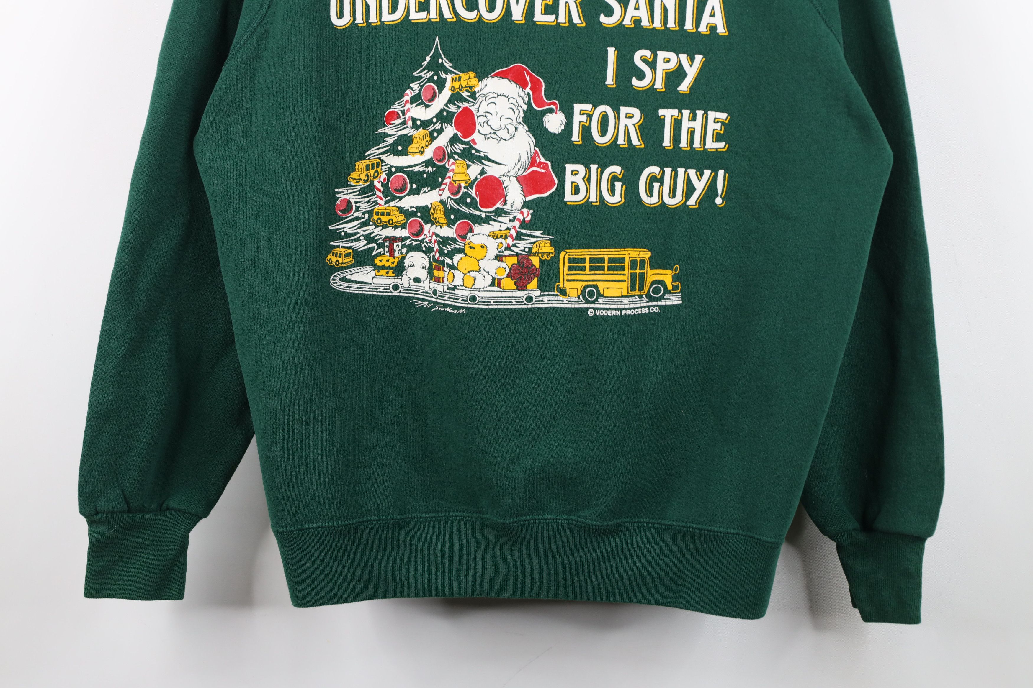 Vintage Vintage 90s Christmas Undercover Santa Sweatshirt Green USA Size XL / US 12-14 / IT 48-50 - 3 Thumbnail