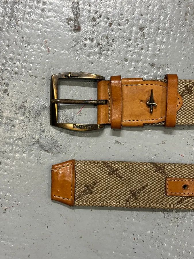 Vintage Cesare Paciotti Beige Canvas Cross-Embroidered Belt Size ONE SIZE - 3 Thumbnail