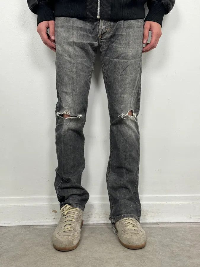 Roberto Cavalli 2000s Cavalli Grey Distressed Bootcut Jeans Size US 32 / EU 48 - 2 Thumbnail