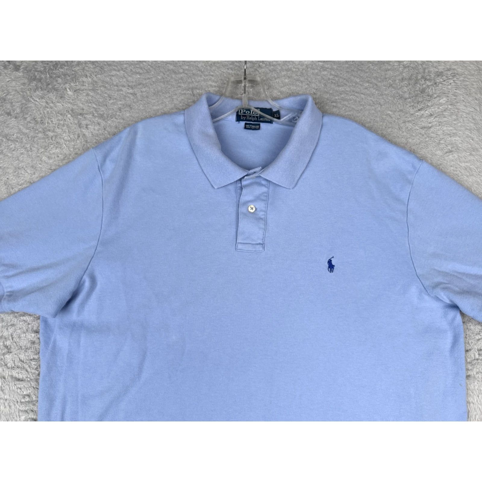 Ralph Lauren VINTAGE Ralph Lauren Polo Shirt Adult XL Blue 100% Cotton Short Sleeve Men's Polo Shirt, Regular Fit, Button Embroidered Logo, 44 Chest, 28 in Size US XL / EU 56 / 4 - 4 Thumbnail