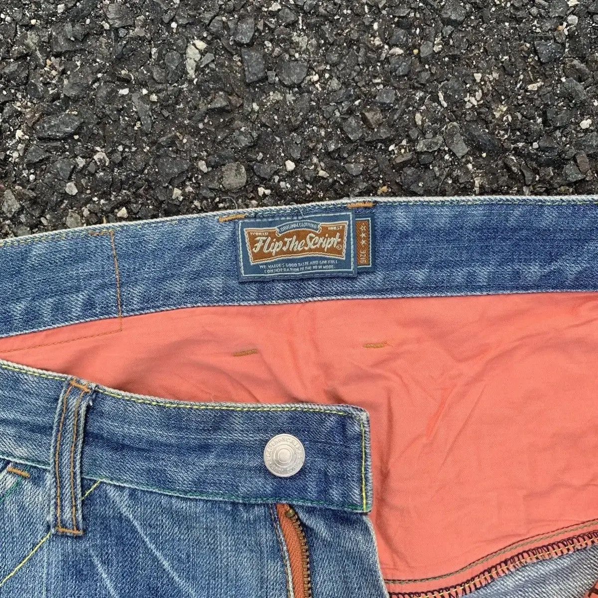 Japanese Brand Vintage Flip The Script Denim Baggy Hip Hop Jeans Pants Size US 35 - 9 Thumbnail