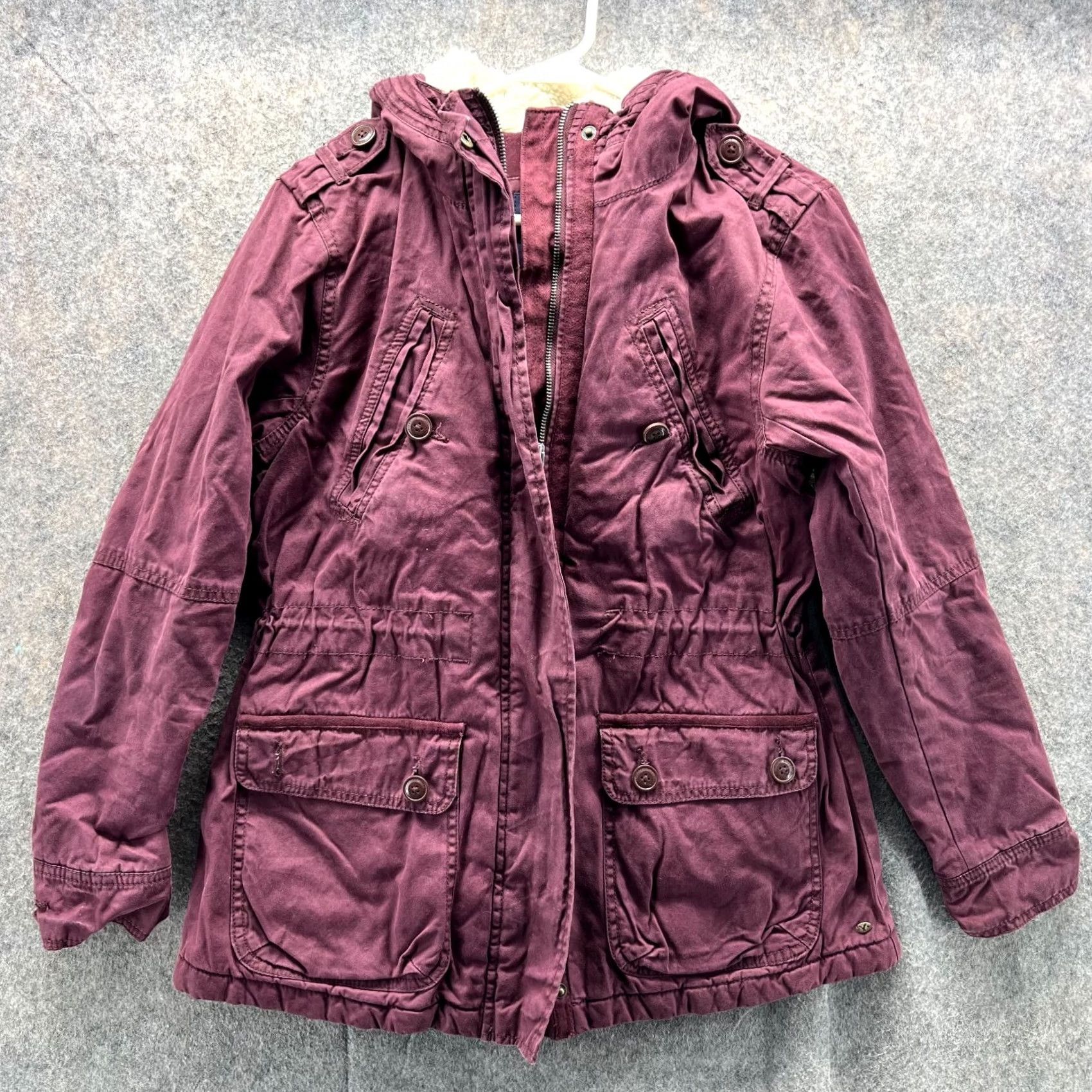 American Eagle Outfitters VINTAGE American Eagle Jacket Women Small Purple Military Fied Fur Cotton Winter Sherpa Size S / US 4 / IT 40 - 2 Thumbnail