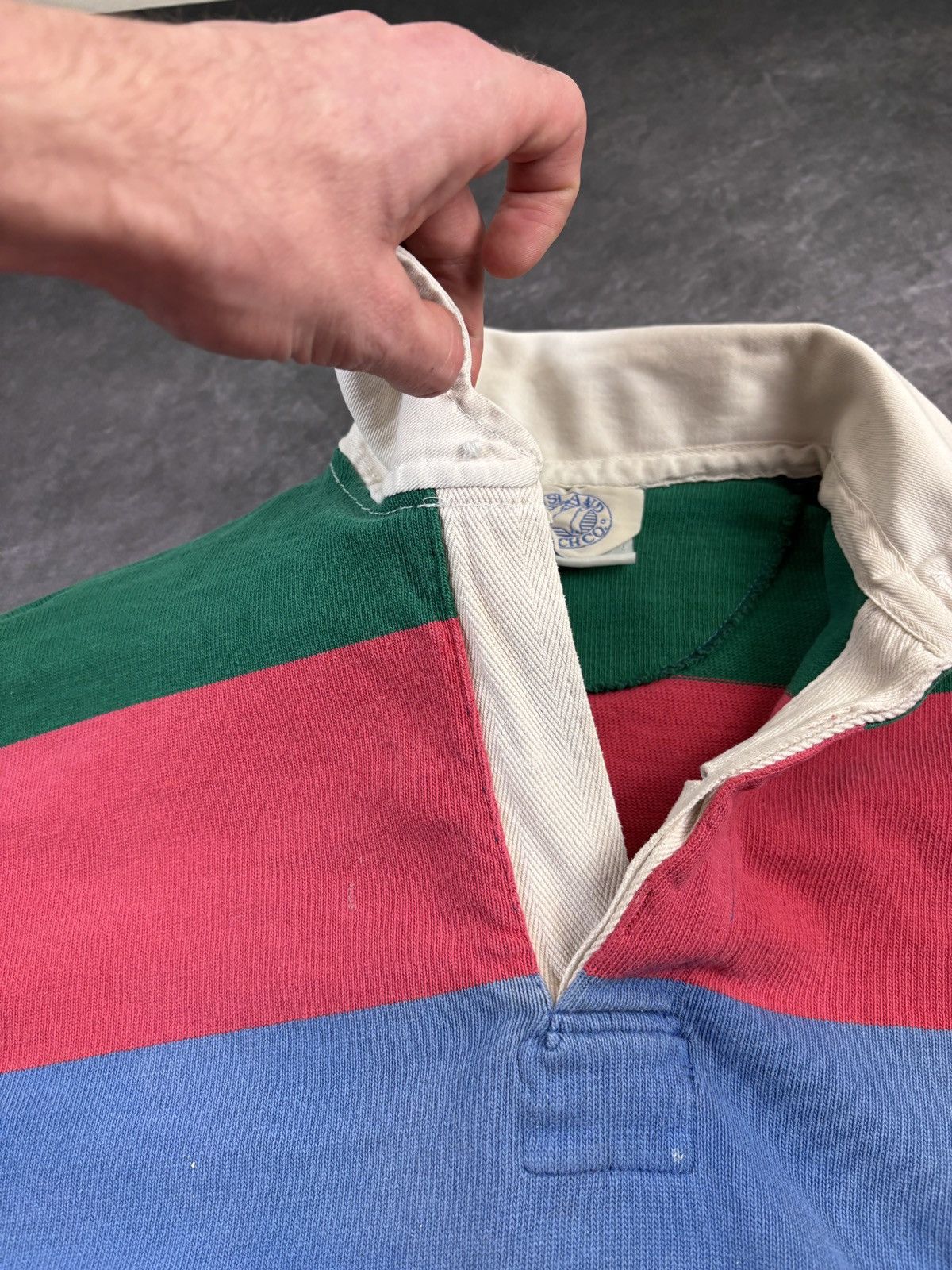 Vintage Vintage Rugby Polo Longsleeve Faded Cropped Striped 80s 90s Size US M / EU 48-50 / 2 - 12 Thumbnail