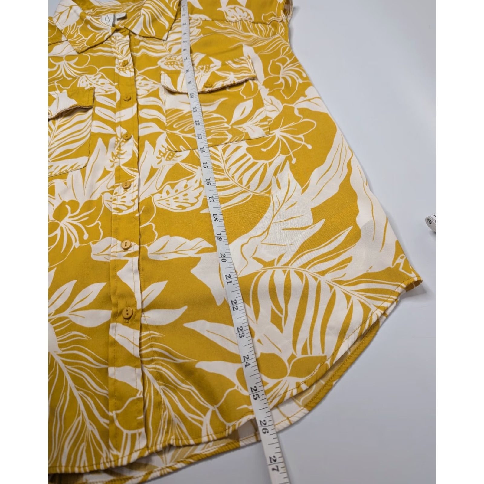 Joie JOIE Yellow Floral Sleeveless Blouse Top Medium - Tropical Button Front Collared Shirt Women's夏? Size M / US 6-8 / IT 42-44 - 3 Thumbnail
