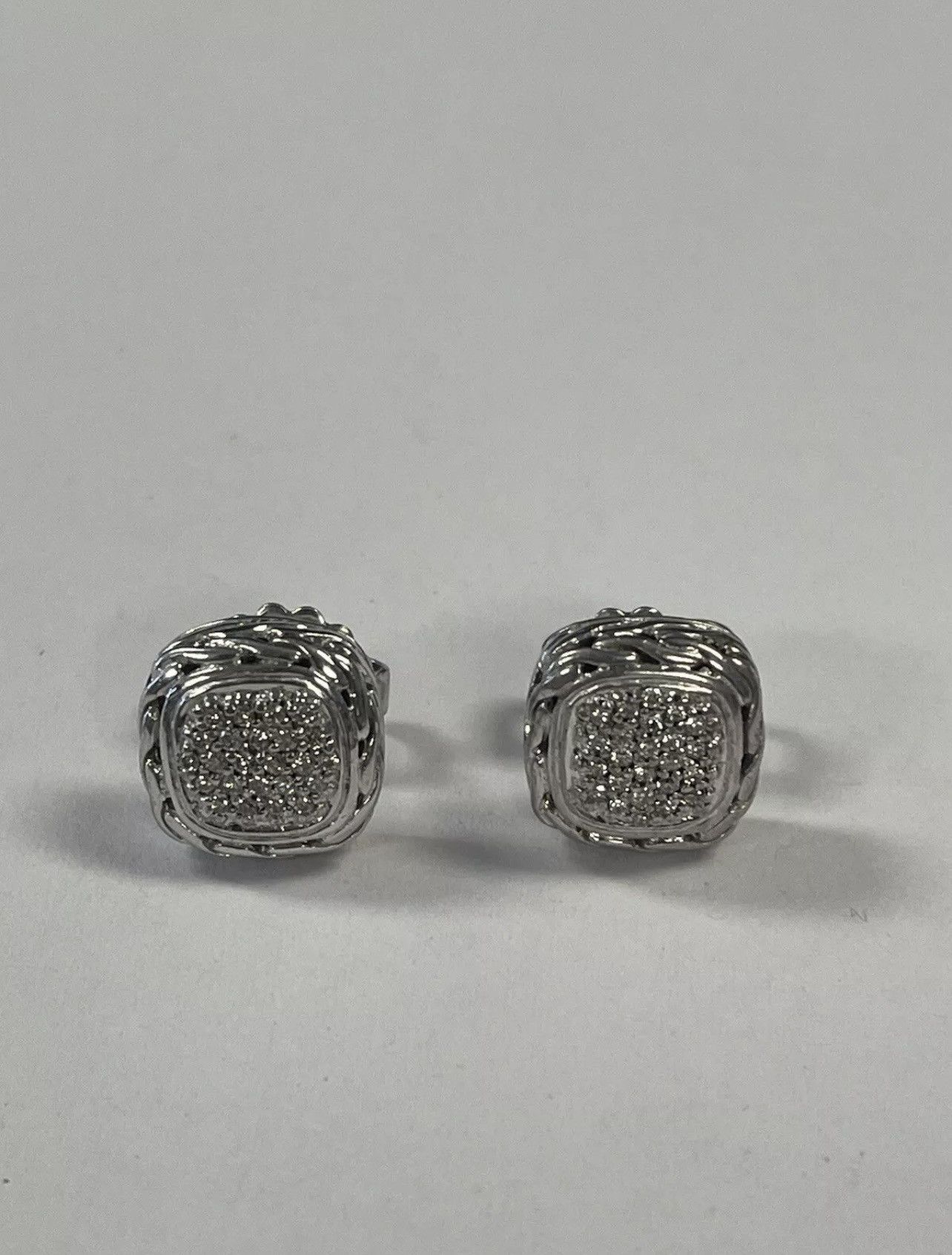 John Hardy John Hardy Classic Chain Silver & DIamond Square Earrings Size ONE SIZE - 1 Thumbnail