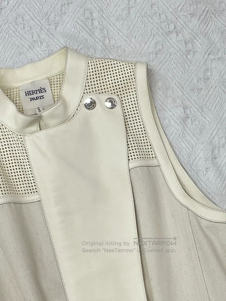 Hermes Hermes White Lace-Up Patchwork Leather Vest Dress, Sleevel Size XXS / US 00 / IT 34 - 2 Thumbnail