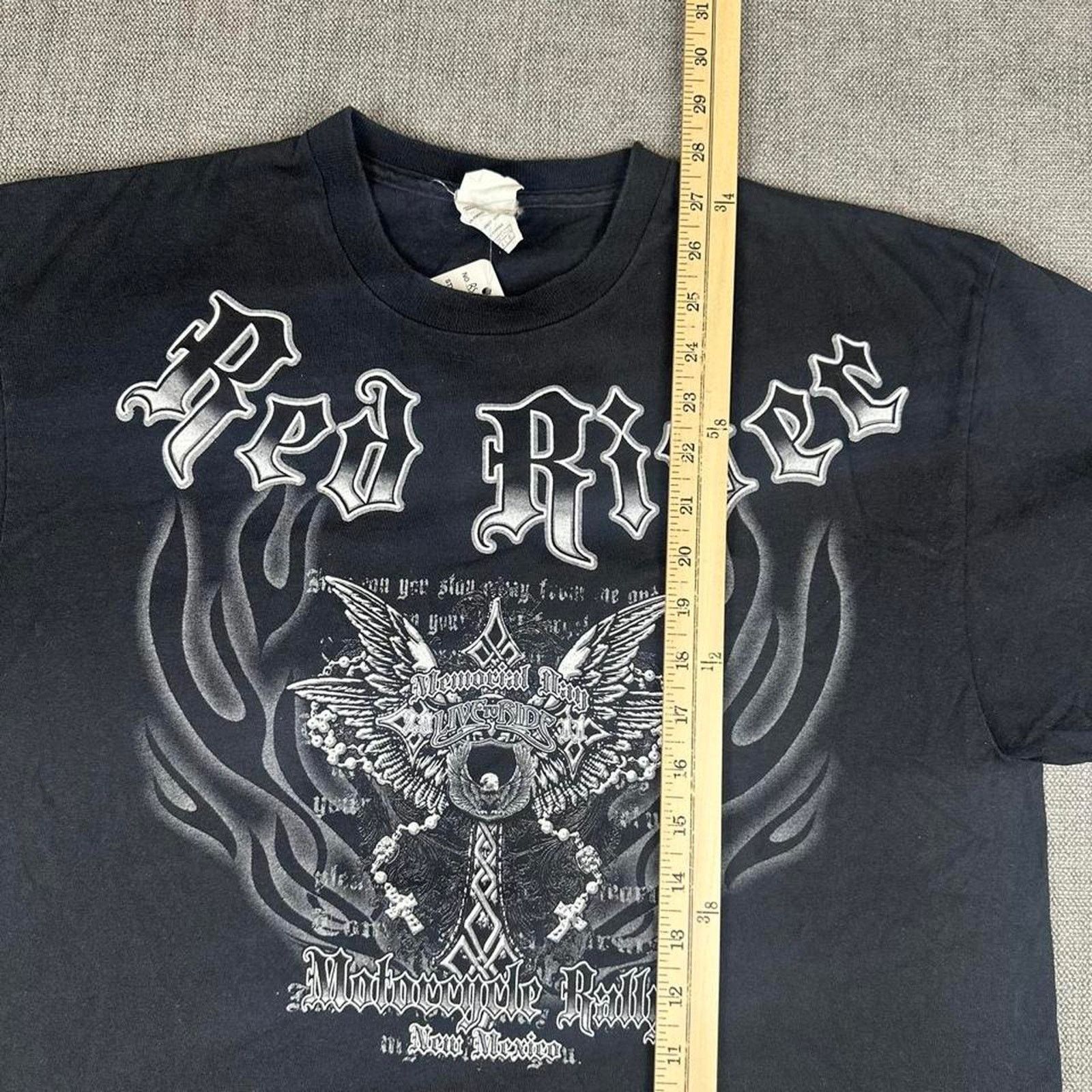 Other Y2K Red River Flames Cross Biker t-shirt Size US L / EU 52-54 / 3 - 6 Thumbnail